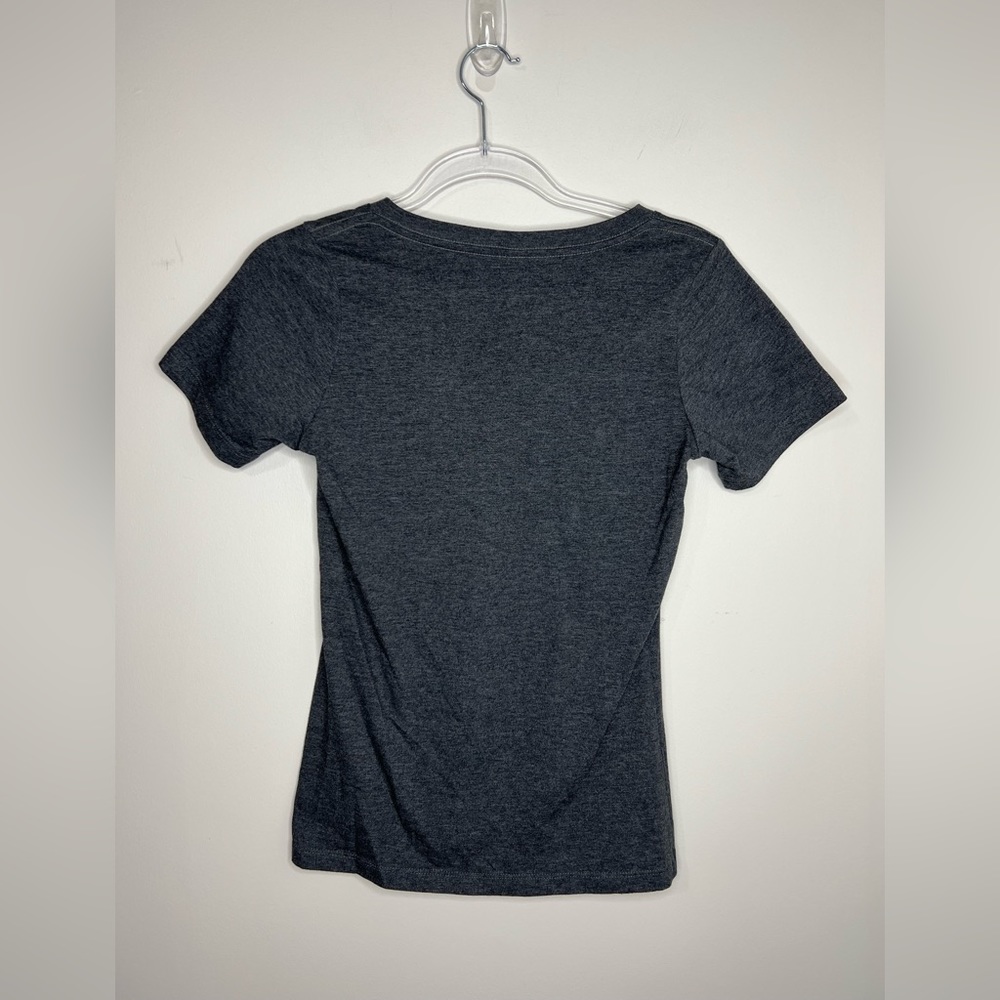 MADE IN DETROIT V-Neck, short sleeve, t-shirt. Gray with pink logo. Small. - Picture 2 of 4